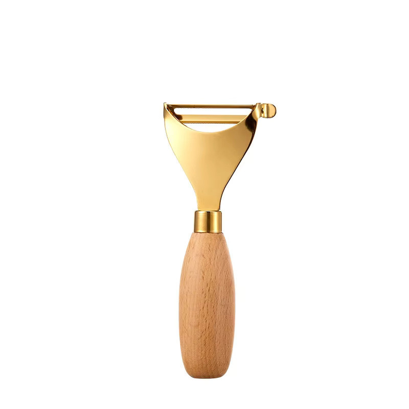 PGY Schälmesser aus Edelstahl 316 mit massivem Holzgriff in Gold - Bild 5