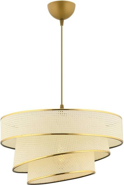 Opviq Pendelleuchte Couper in Gold und Weiß aus Metall und Baumwolle mit E27 Fassung, B/T/H: 40 x 40 x 72 cm - Bild 1