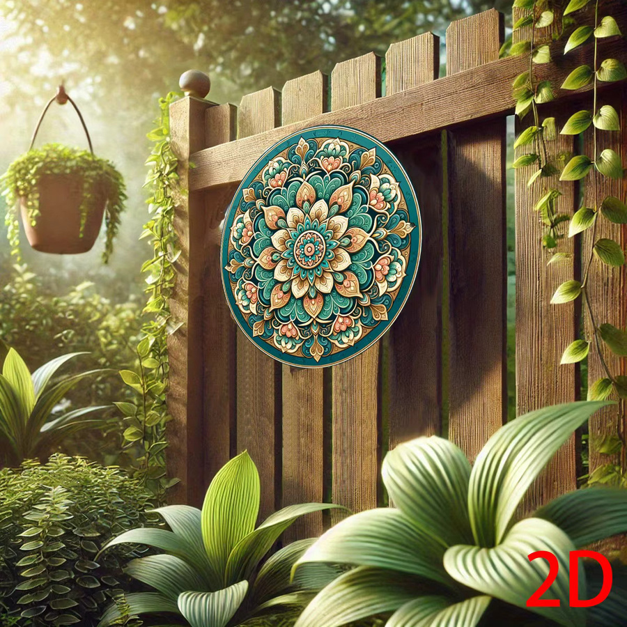 Potdemiel Vintage Wandkunst Runde Wandplatte mit Floralem Mandala Design in Dunkelgrün und Beige, Durchmesser: 20 cm - Bild 3