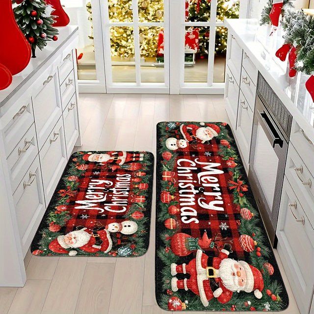 Vikama Weihnachtsmann-Teppich in Multicolor, wasserdichter Teppich für Wohnzimmer und Küche als Weihnachtsdekoration - Bild 1