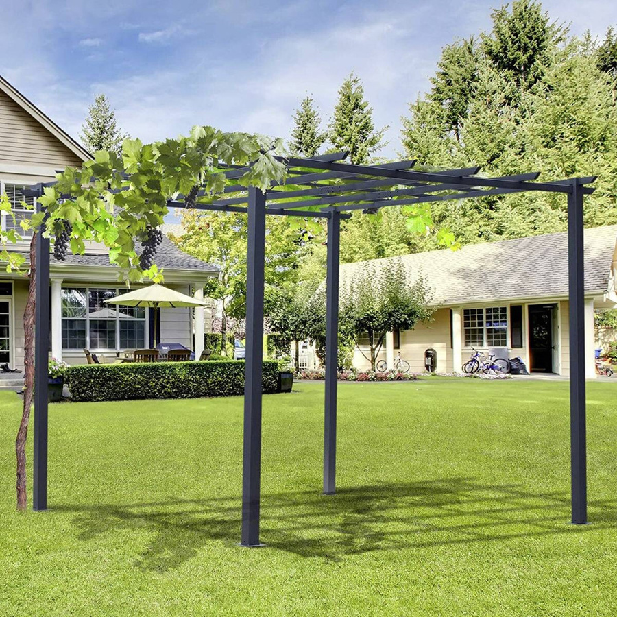 Outsunny Rosenpavillon aus Metall in Schwarz als Rankgitter und Rosenbogen mit B/H/L: 295 x 230 x 297 cm - Bild 3