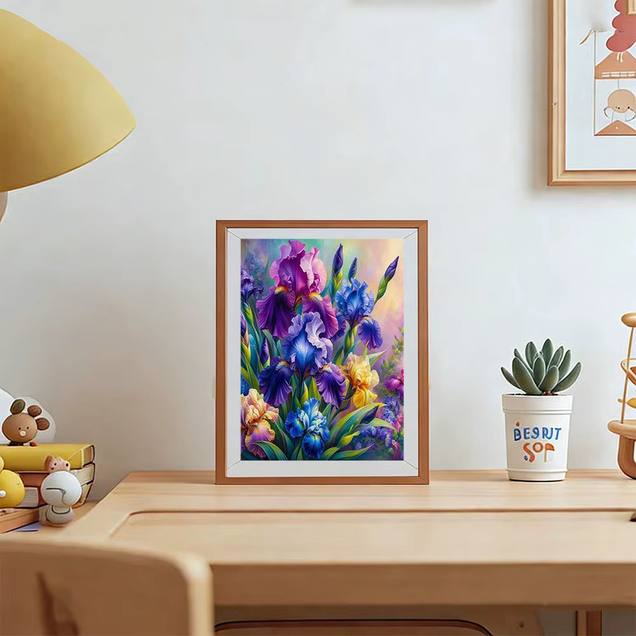AZQSD Diamant-Mosaik-Set Iris-Blume, 5D-Stickerei mit Blumenmuster für Erwachsene, Multicolour, B/H: 30,0 x 20,0 cm - Bild 3