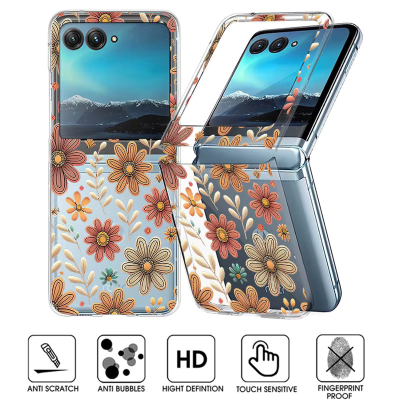 Stoßfeste transparente Handyhülle mit rosa Blumendruck für Motorola Razr 50, Razr 40 Ultra und Razr 40 - Bild 1
