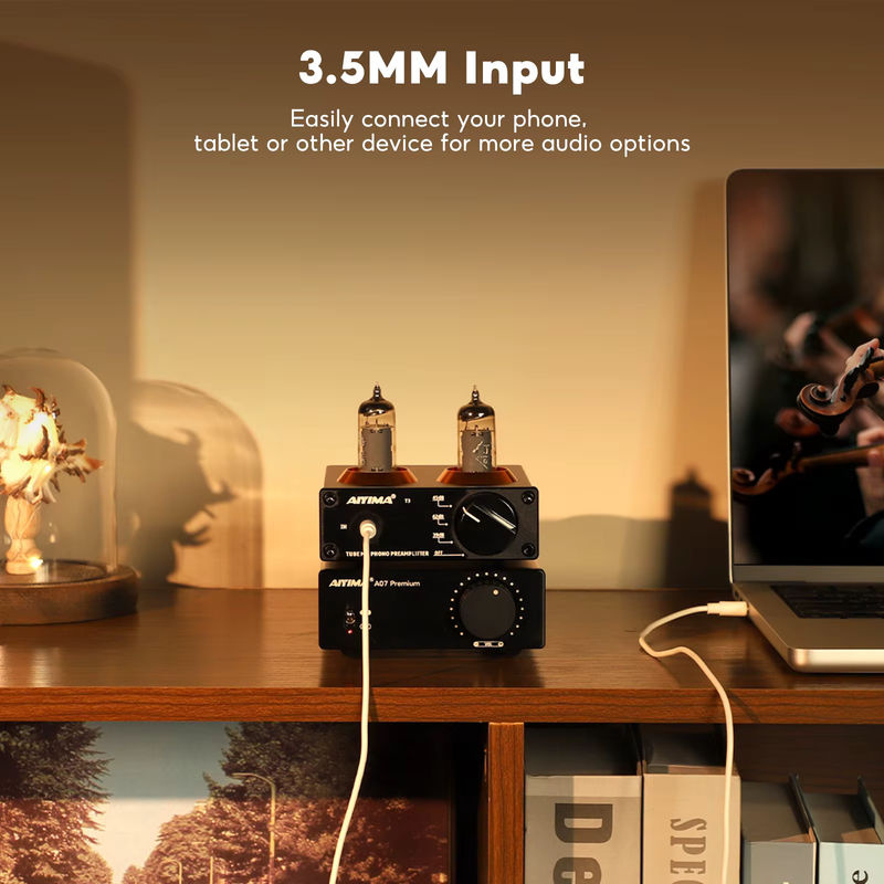 AIYIMA T3 Vakuum Vorverstärker mit 6A2 Röhren, MM Phono Vinyl Plattenspieler Stereo Vorverstärker, Schwarz - Bild 4
