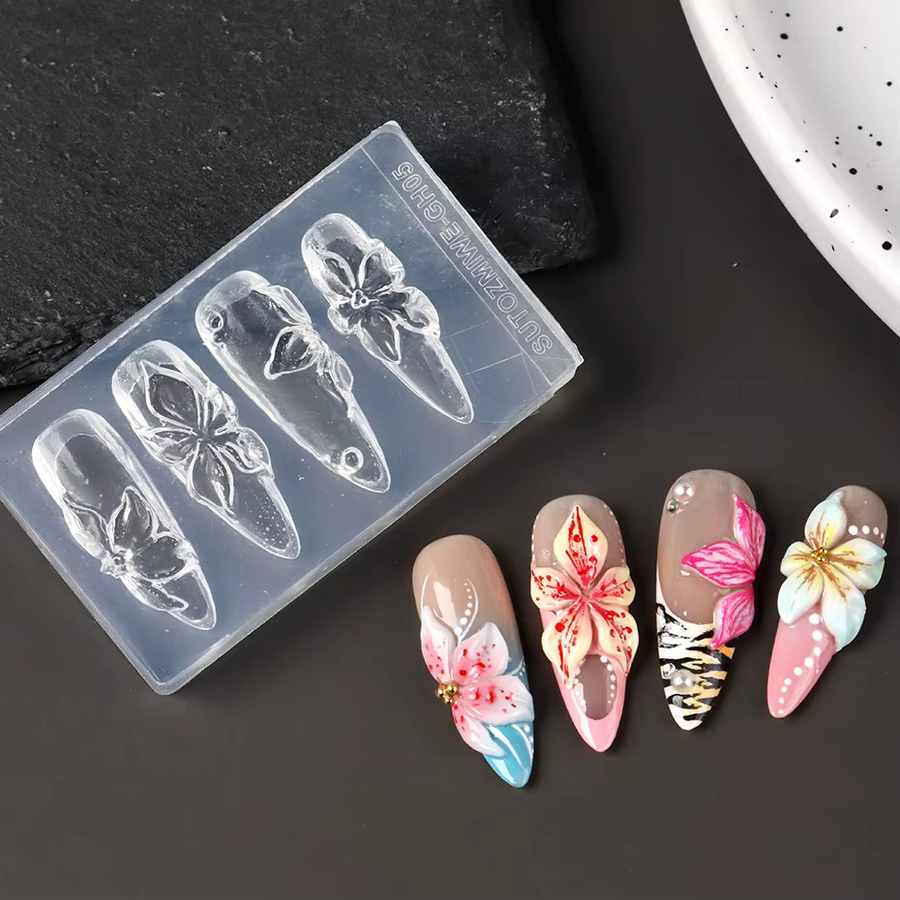 Full Beauty Nagel-Silikonform, 3D Lilien-Blumen, Nagelkunst-Modellierform - Bild 3