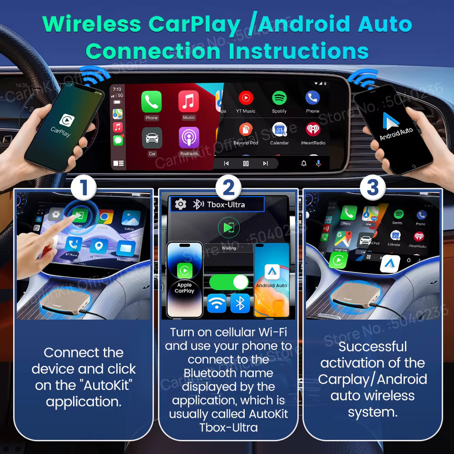 CarlinKit CarPlay AI Box Android 15 Ultra mit 8GB RAM und 128GB Speicher, kabelloser Android Auto Adapter mit WiFi6 und SM6350 Chip, Gold - Bild 6