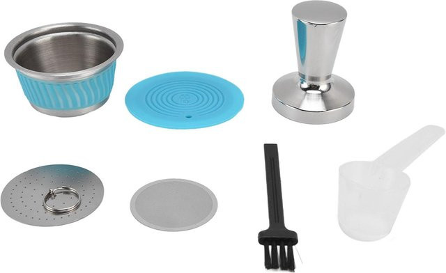 CosyHome Wiederverwendbares Kaffeekapsel-Filterbecher Set für Dolce Gusto mit Tamper in Orange und Blau - Bild 1