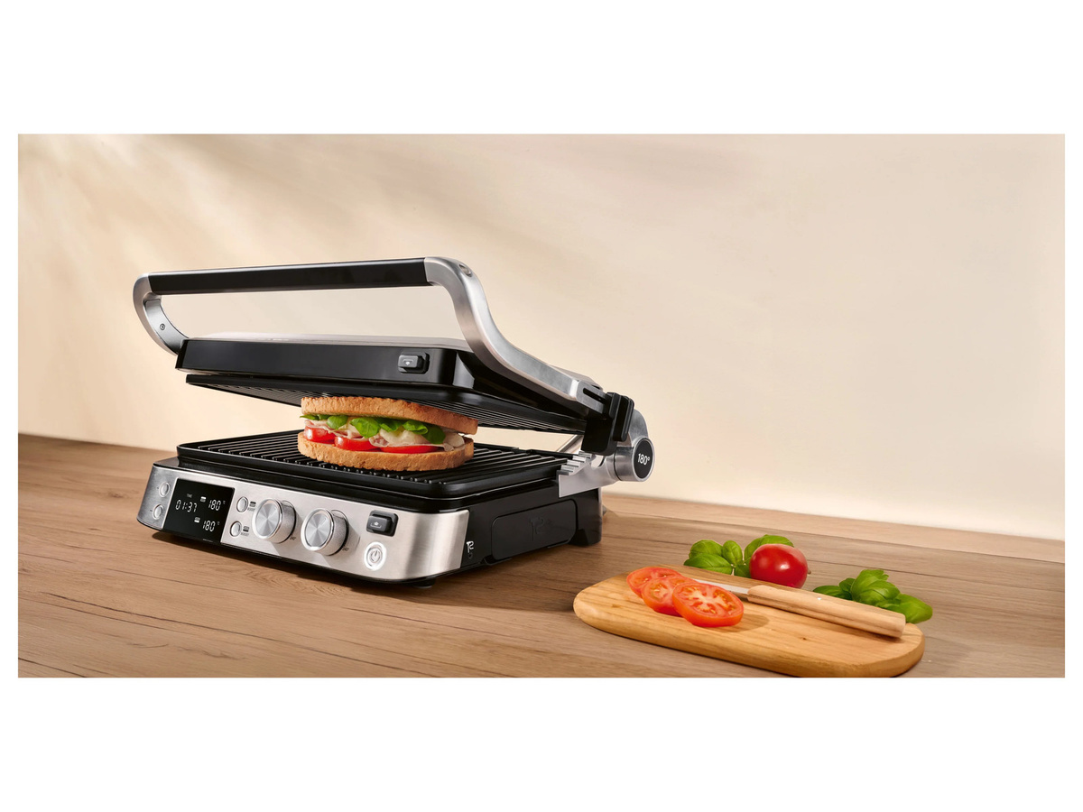 SILVERCREST Digitaler Premium-Kontaktgrill SKGB 2000 A1 in Silber mit Digitaldisplay und Edelstahlgehäuse, B/T/H: 36,5 x 36,5 x 15,5 cm - Bild 3