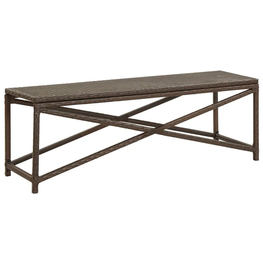 Gartenbank furnicato aus Poly Rattan in Braun mit pulverbeschichtetem Stahlrahmen, Breite: 120 cm, Tiefe: 43 cm, Höhe: 40 cm - Bild 2