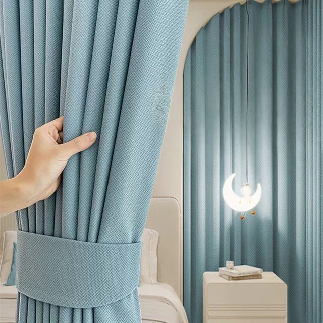 CENTURyMiG Verdunkelungsvorhänge aus Baumwollleinenimitat in Blau mit Eisenringen - Bild 1