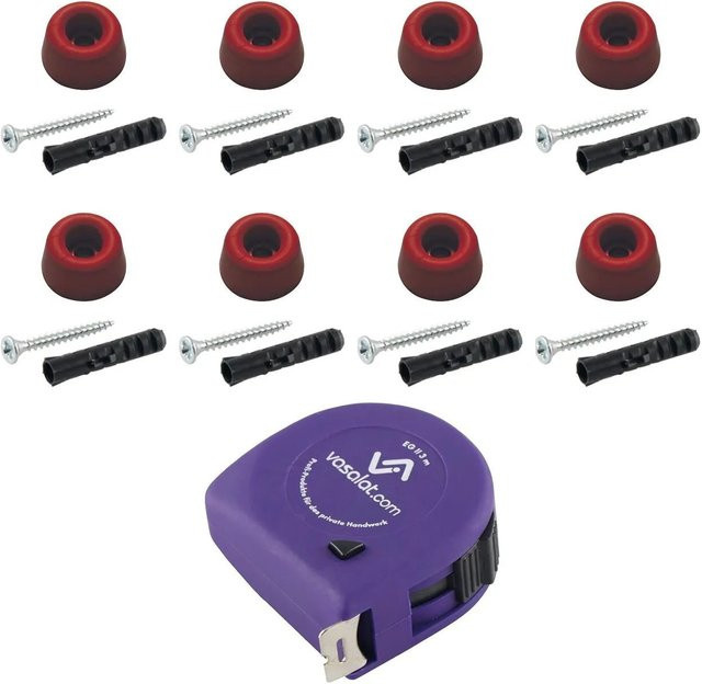 vasalat Set Gummistopper für Boden und Wand zum Schrauben, Farbe Rot, Durchmesser: 20 mm, Höhe: 10 mm - Bild 1