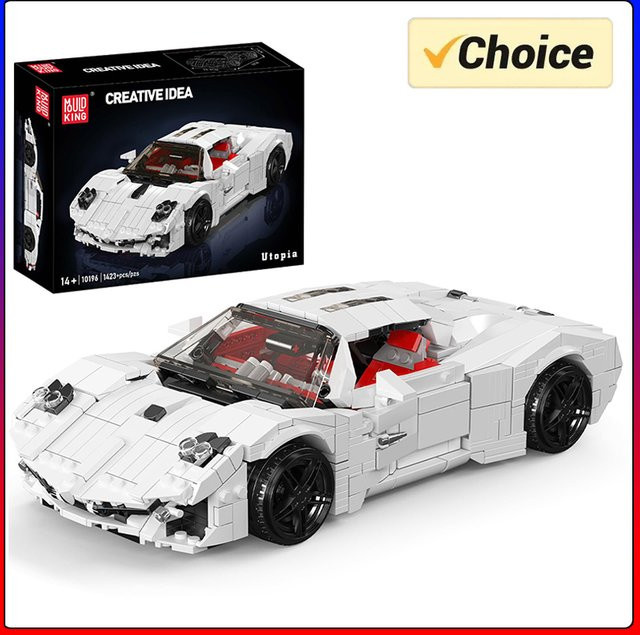 Mould King 10196 White Utopia Super Car MOC Baustein Montageautomodell in Weiß - Bild 1