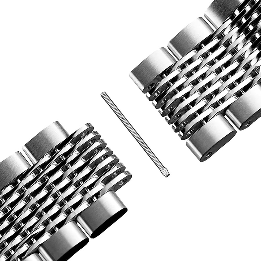 Uhrenarmband Edelstahl, Mesh-Armband, Faltschließe, Silber, Unisex - Bild 2