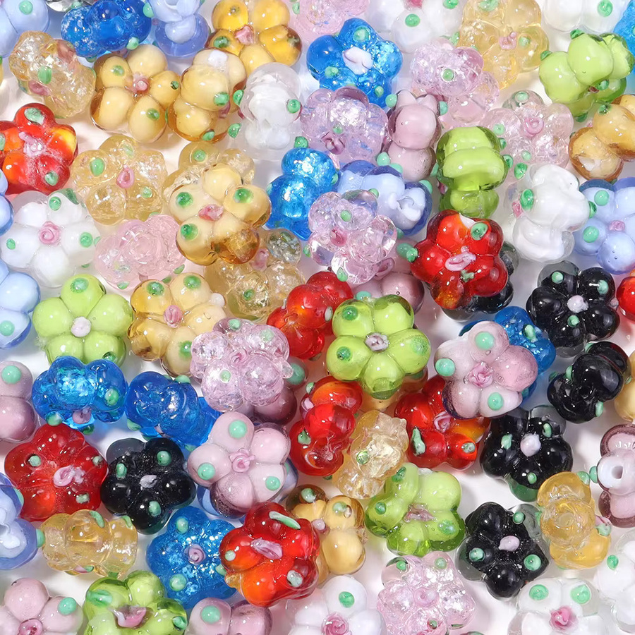 Louleur Blumen-Lampwork-Perlen, Glas, 15 x 14 mm, bunt - Bild 3