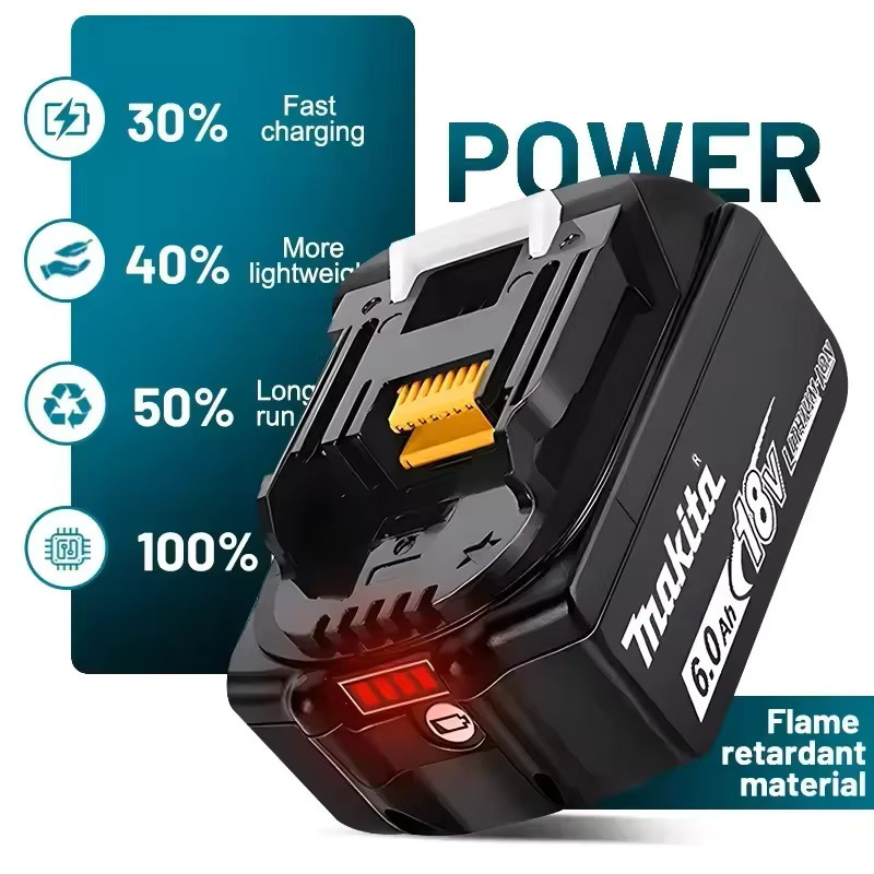 Makita Akku 18V mit 6Ah Kapazität kompatibel mit BL1860, BL1850B, BL1850, BL1840 und BL1830B - Bild 4
