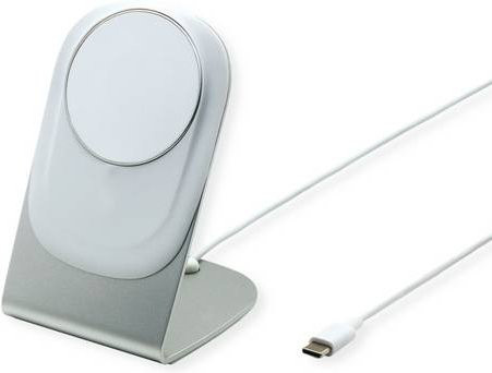Roline Magnet-Induktions-Ladegerät mit Standfuß für Mobilgeräte, 15W, Silber/Weiß - Bild 1