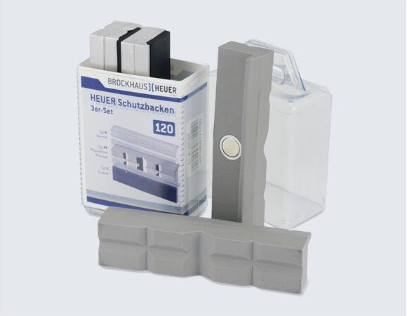 Heuer Schraubstockbacken Set 3-teilig mit Schutzbacken für 120 mm Schraubstock in Grau aus Kunststoff - Bild 1