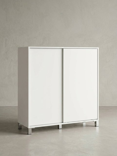 KADIMA DESIGN Schuhschrank aus Holz in Weiß mit Ablage für 20 Paar Schuhe, B/T/H: 100 x 38 x 108 cm - Bild 1