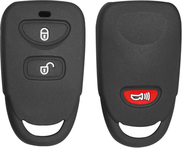 Silikon Schlüsselabdeckung mit 2 Tasten für Hyundai I10 IX25 Tucson JM Santa Fe 2010 Grand Starex in Schwarz - Bild 1