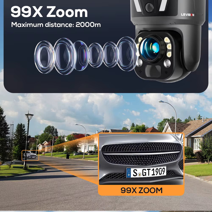 LS VISION 99X Solar-Kamera für Außenbereich mit 4G und WiFi, PTZ CCTV-Kamera mit optischem Zoom, Dual-Bildschirm, Dual-PIR-Erkennung und Auto-Tracking in Schwarz - Bild 3