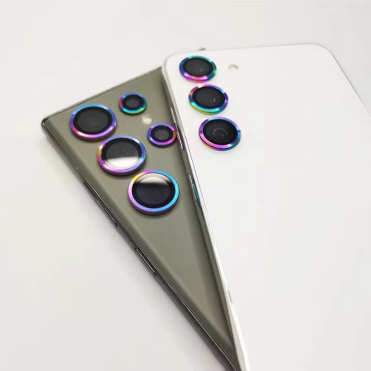 Samsung Galaxy S25 Ultra und S25 Plus Kamera-Schutzset mit Metallring und Glas für das Objektiv in Gold und Multicolour - Bild 1