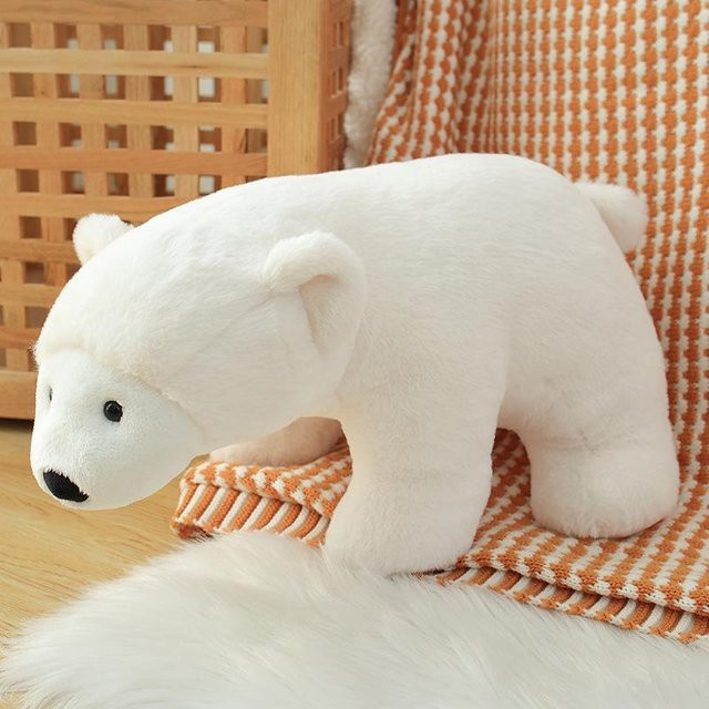 Eisbärpuppe Plüschtier, weiß, liegend, 26cm - Bild 1