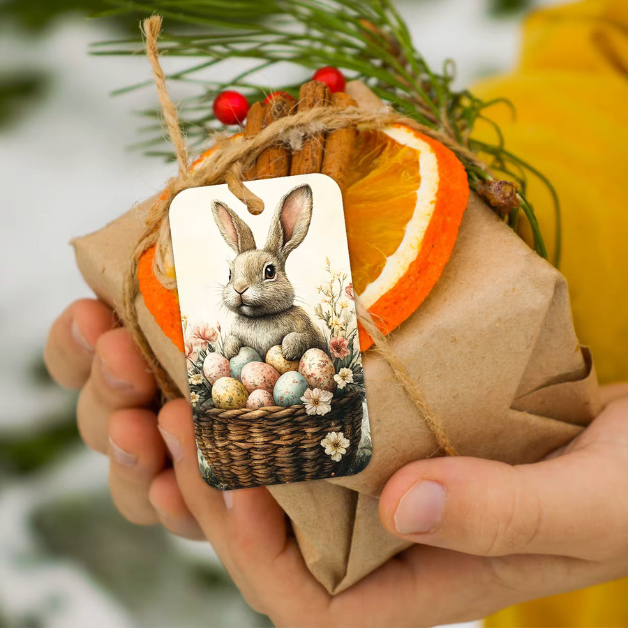 50 Stück Osterhasen-Geschenkanhänger aus Papier mit Hanfseil in Multicolor für deine Geschenkverpackungen und Osterdeko - Bild 4
