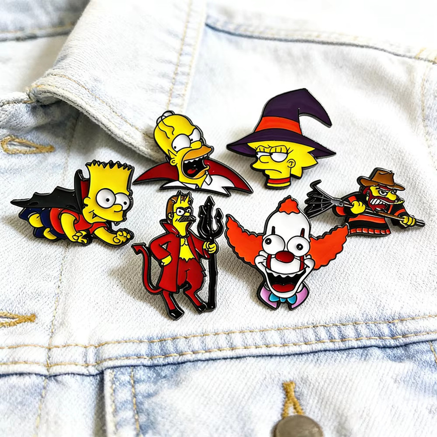 The Simpsons Pin-Set, Emaille, Metall, Bunt, Unisex - Bild 4