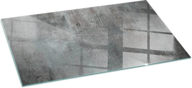 Tulup Glasplatte für Kamin als Funkenschutzplatte mit roher Oberflächenstruktur, Grau, B: 140 cm, T: 70 cm - Bild 1