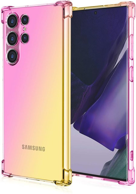 Stoßfeste Samsung Handyhülle aus flexiblem TPU mit Farbverlauf in Rosa/Gold für Samsung Galaxy S24 Ultra, S23 FE, S23+ und S22 5G - Bild 1