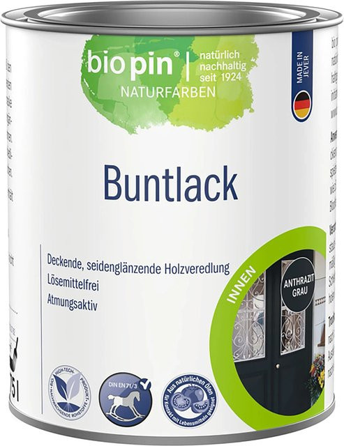 Biopin Buntlack für Holz in Anthrazit Grau, 0,75 l - Bild 1