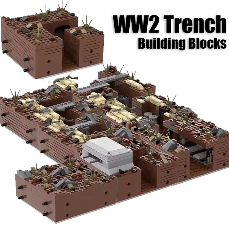 BRICKPANDA WW2 Militär Graben Ruinen Bausteine Kit, Soldaten, Armee Figuren, Krieg Szene - Bild 6