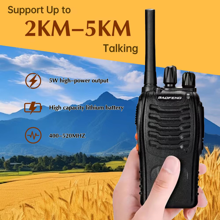 2er Set Baofeng BF-88E Handfunkgeräte in Schwarz mit 16 Kanälen und 1500mAh Akku für 3-5km Reichweite (UHF PMR) - Bild 5