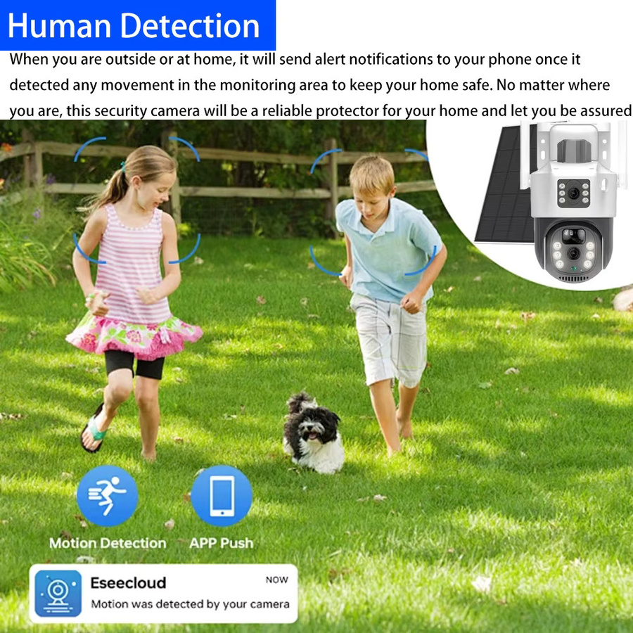 EseeCloud Overscam 8MP 4G SIM-Karten Solarkamera mit Dual-Objektiv und Dual-Bildschirm in Weiß für die Outdoor-Sicherheitsüberwachung mit PIR-Erkennung - Bild 5