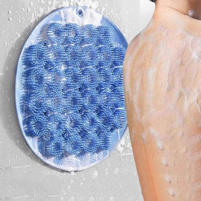 Rückenlehnen-Badebürste und Fußmassagegerät mit Peeling-Pads, Blau, Unisex - Bild 1