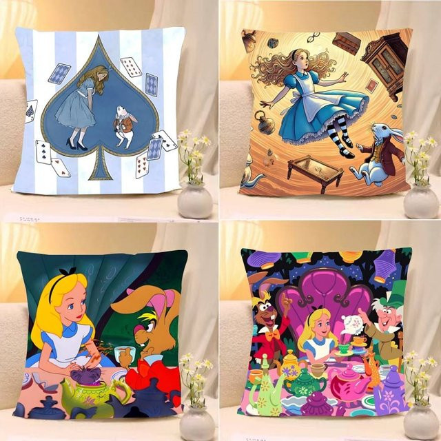 Mesuca Kissenbezüge Alice im Wunderland mit niedlichem Muster, quadratisch, Multicolour, B/T/H: 40 x 40 x 40 cm - Bild 1