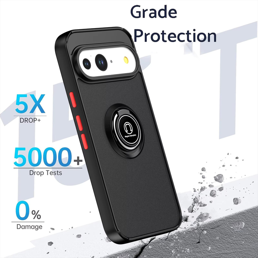 Stoßfeste MagSafe Handyhülle mit Magnetring und Ständer für Google Pixel 9 Pro XL, 10 Pro, 8, 7, 6 Pro in Schwarz und Grün - Bild 3