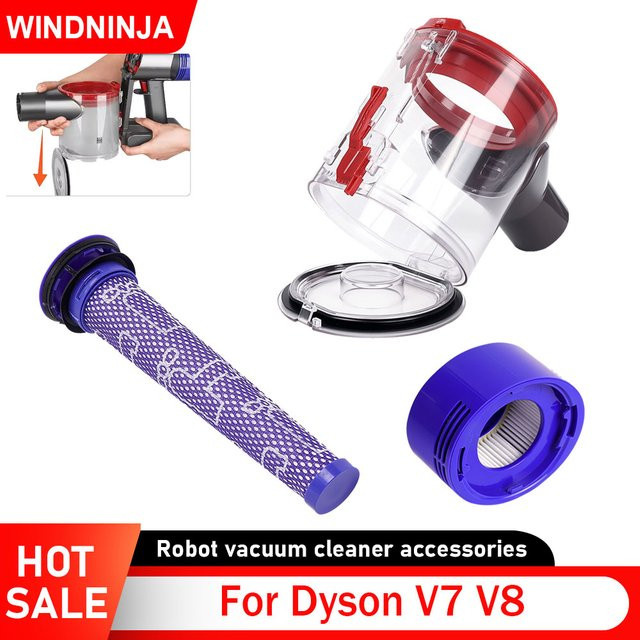 Dyson Ersatz Staubbehälter mit Filtern für V7 V8 Handstaubsauger, transparent - Bild 1