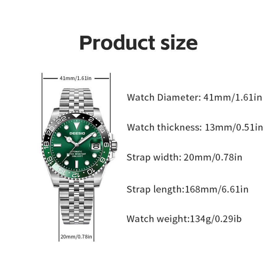 Deesio Armbanduhr Automatik, Edelstahl, Silber, Herren - Bild 6