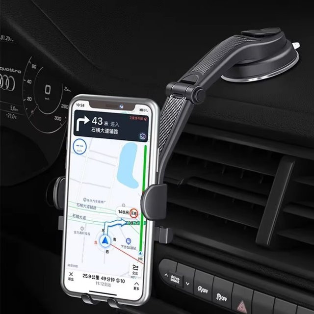 VIKEFON Smartphone-Halterung für das Armaturenbrett mit Schwerkraft-Mechanismus, universell passend für iPhone, Samsung und Xiaomi, Farbe: Schwarz - Bild 1