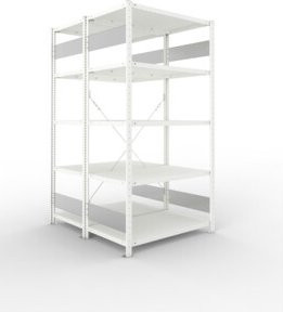 Meta Steckregal S3 CLIP 150 DGR mit 10 Böden, Farbe: RAL 7035 Grau, B/T/H: 200 x 100 x 60 cm - Bild 1