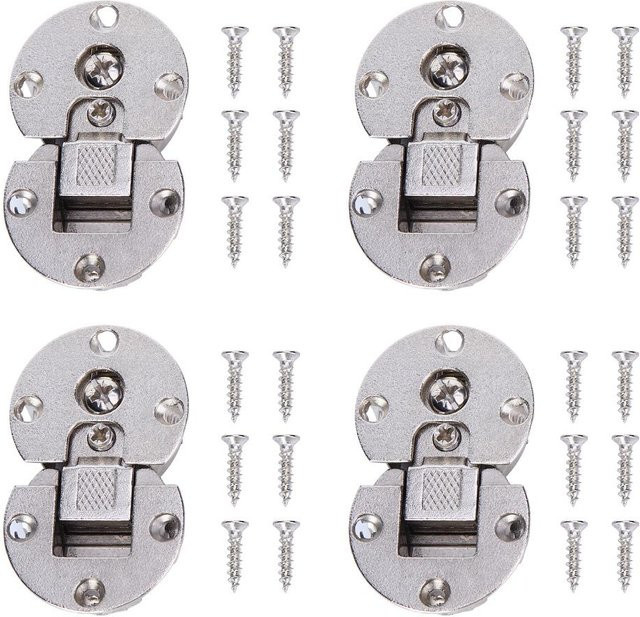 TOMTOP JMS 4er-Set Halbrunde Schranktürscharniere aus Zinklegierung, verdeckte 90 Grad Flip-Scharniere, Silber/Nickel-beschichtet - Bild 1