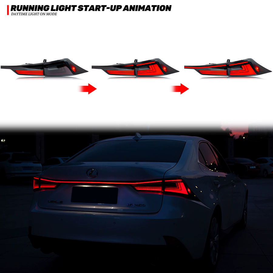 LED-Rückleuchten für Lexus IS250 IS350 IS200t IS300 IS iii ISF 2014-2020 mit sequenziellem Blinker und Heckklappenbeleuchtung in Rot - Bild 3