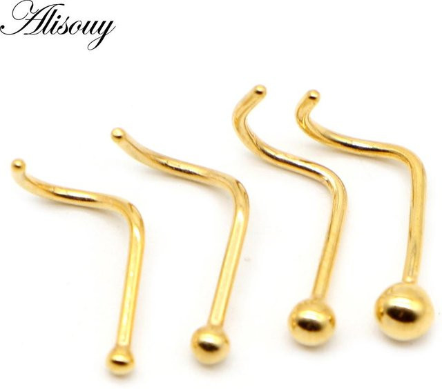 Alisouy Nasenring Piercing, Edelstahl, Gold, Unisex - Bild 1