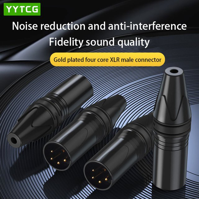 RUZUO 4-Pin XLR Mikrofon Audio Stecker Vergoldet Schwarz Männlich oder Weiblich für Audio Video - Bild 1
