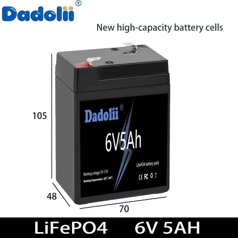 Dadolii LiFePO4-Akku 6 V in Schwarz für Elektroautos, Spielzeugautos, Motorräder und Kinderwagen - Bild 2