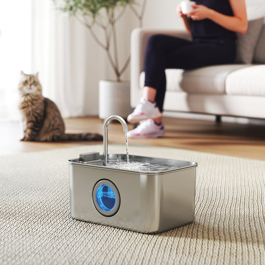 PawHut Katzenbrunnen in Silber mit 3,2 l Fassungsvermögen und leiser Pumpe inklusive Aktivkohlefilter - Bild 2