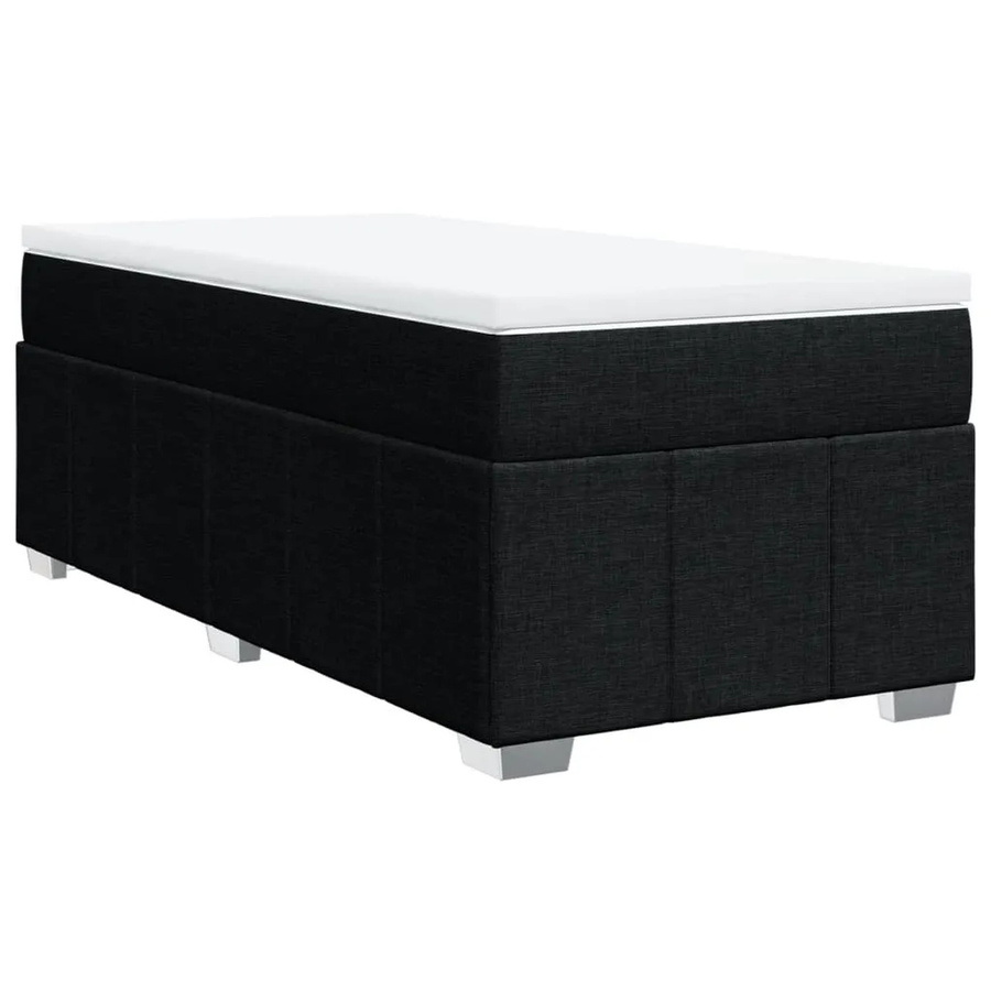 vidaXL Boxspringbett mit Matratze Schwarz, Hybrid-Konstruktion mit Taschenfederkern, B/T/H: 90 x 200 cm - Bild 2