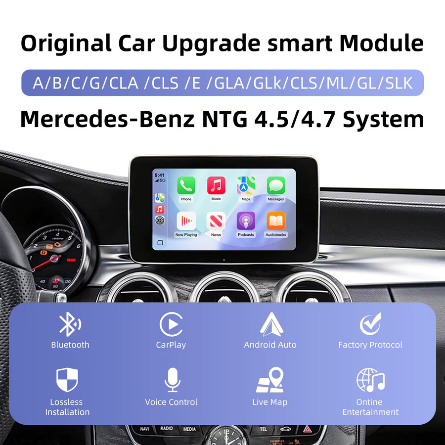 Ezonetronics Kabelloses CarPlay und Android Auto Nachrüstkit Decoder-Box für Mercedes Benz NTG 4.5 und 4.7 COMAND System (2011-2015) mit Wi-Fi und Bluetooth - Bild 2