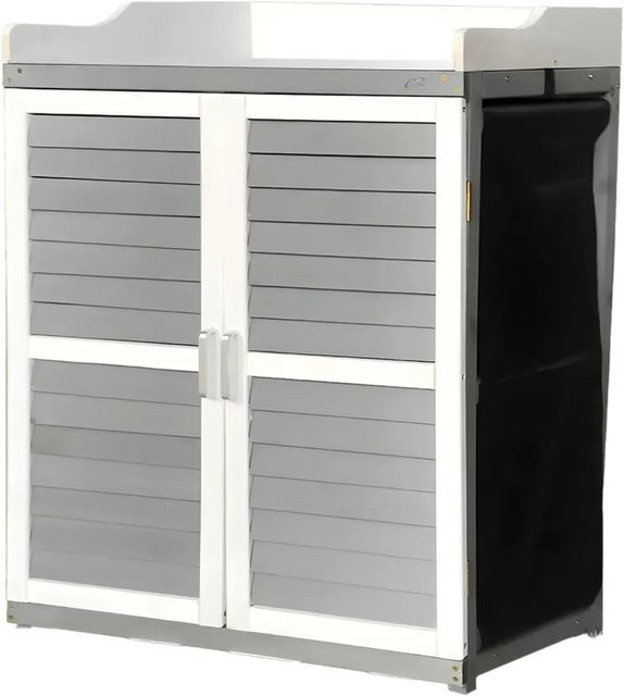Coemo Gartenschrank Lola aus Holz in Weiß mit verzinkter Arbeitsplatte B/T/H: 98 x 46 x 67 cm - Bild 2